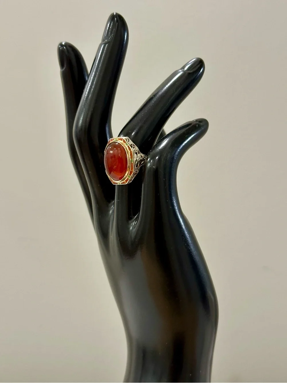 Vintage Carnelian 14kt Two Tone Statement Ring